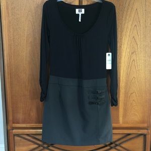 Dropped Waist Dress with Leather Buckle Details